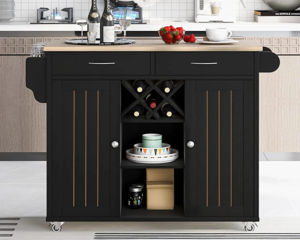 movable portable kitchen island with seating
