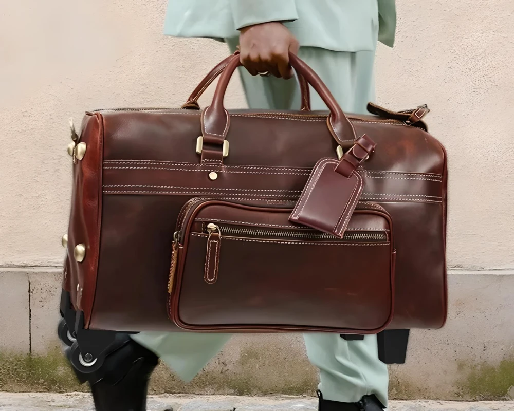 vintage leather carry on