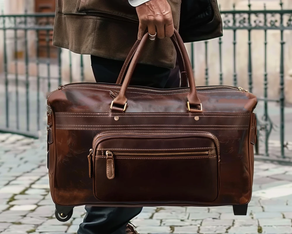 leather travel carry on bag